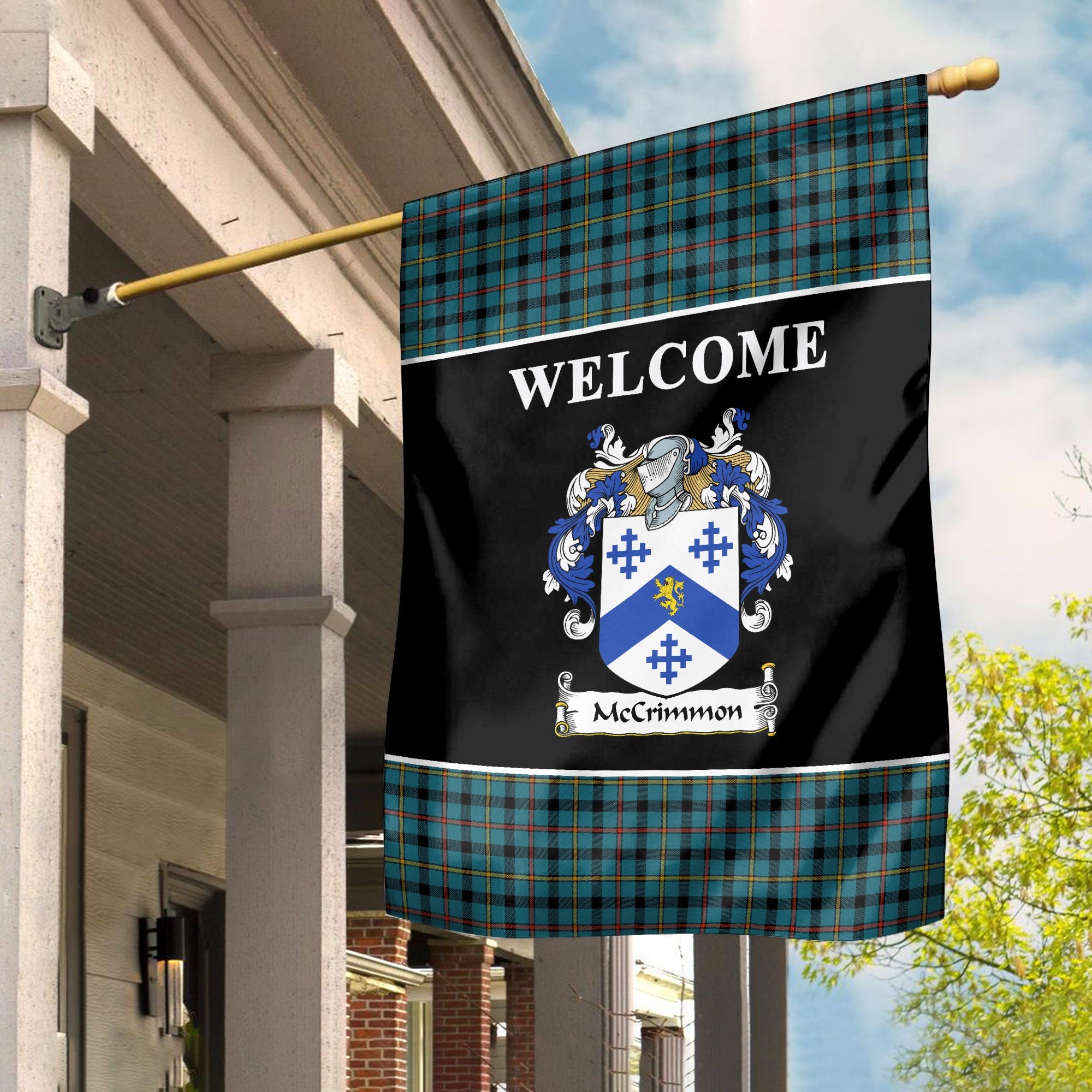 Clan McCrimmon Tartan Crest Black Garden Flag LT35 Clan Garden Tartan Today   