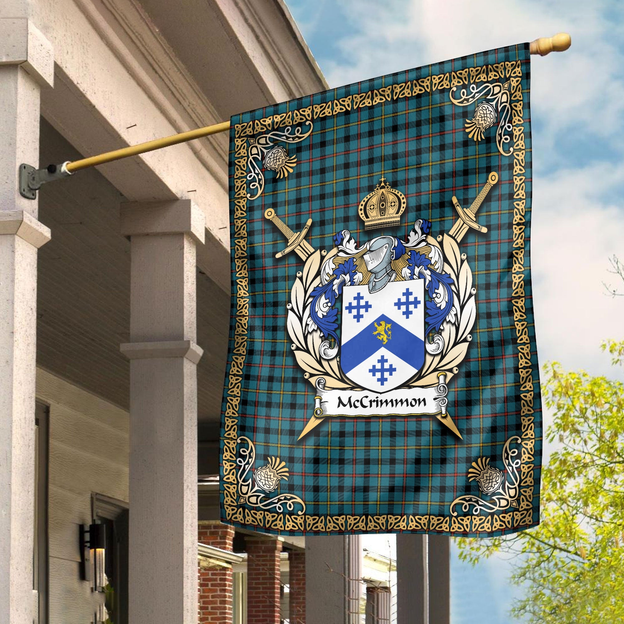 Clan McCrimmon Tartan Crest Garden Flag  - Celtic Thistle  SM98 Clan Garden Tartan Today   