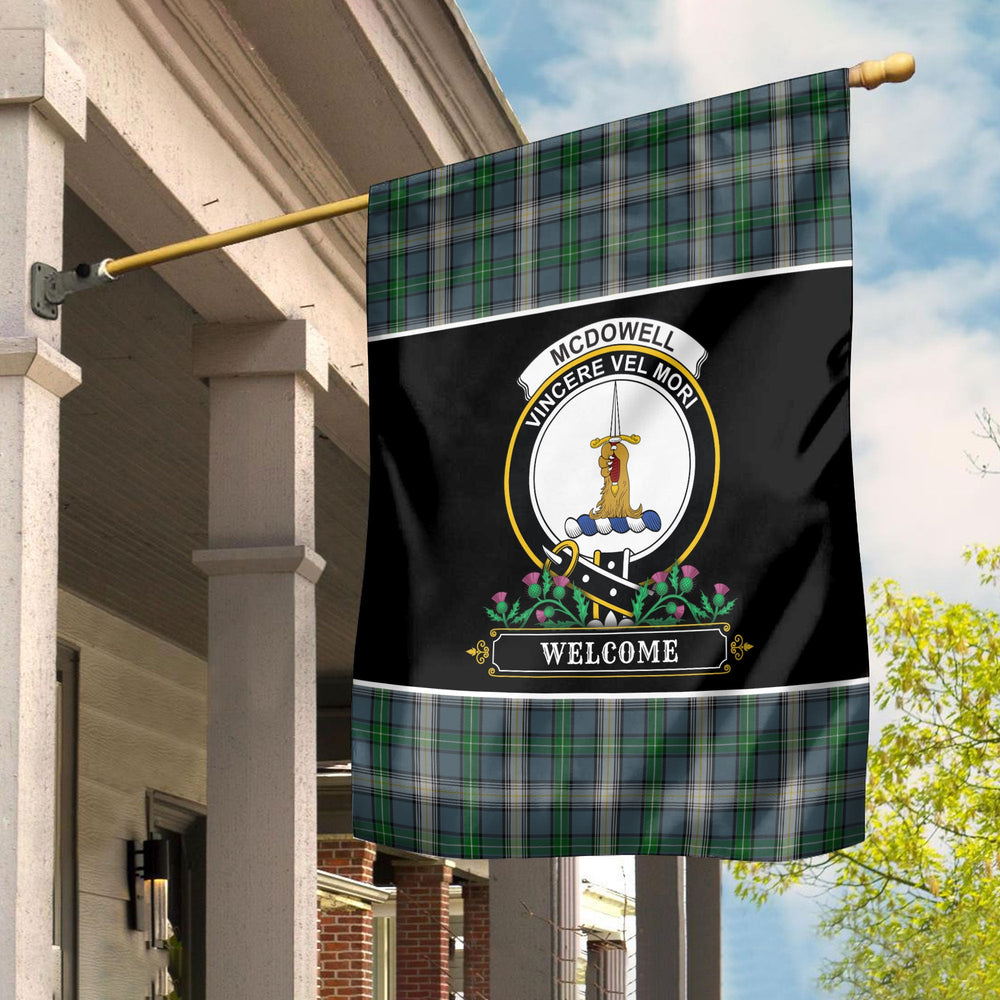 Clan McDowell (MacDowell) Tartan Crest Garden Flag  - Welcome  TF21 Clan Garden Tartan Today   