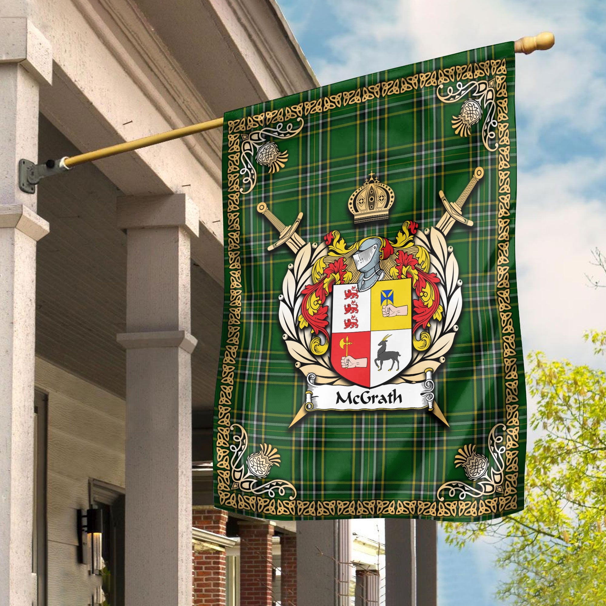 Clan McGrath Tartan Crest Garden Flag  - Celtic Thistle  LK48 Clan Garden Tartan Today   