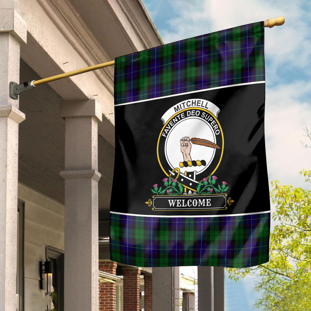 Clan Mitchell Tartan Crest Garden Flag  - Welcome  MX48 Clan Garden Tartan Today   