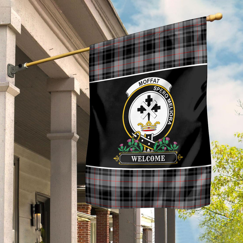 Clan Moffat Modern Tartan Crest Garden Flag  - Welcome  SA77 Clan Moffat Tartan Today   