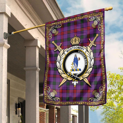 Clan Montgomery Modern Tartan Crest Garden Flag - Celtic Thistle IZ83