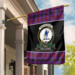 Clan Montgomery Modern Tartan Crest Garden Flag  - Welcome  QR54 Clan Montgomery Tartan Today   