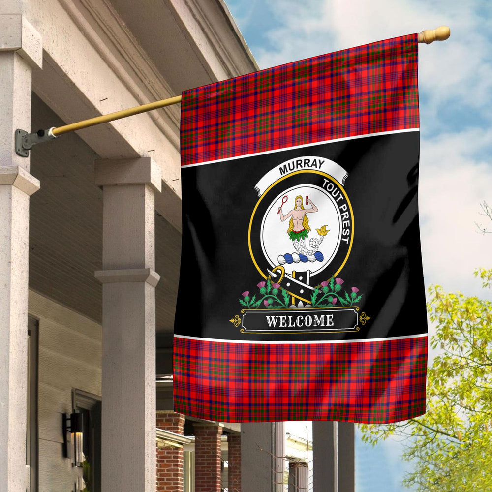 Clan Murray of Tulloch Modern Tartan Crest Garden Flag  - Welcome  KW42 Clan Murray Tartan Today   