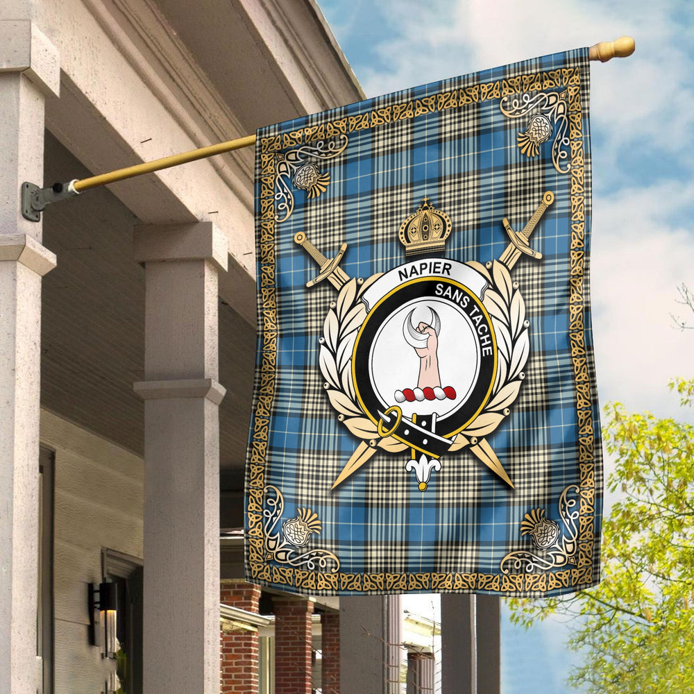 Clan Napier Ancient Tartan Crest Garden Flag  - Celtic Thistle  KP68 Clan Napier Tartan Today   