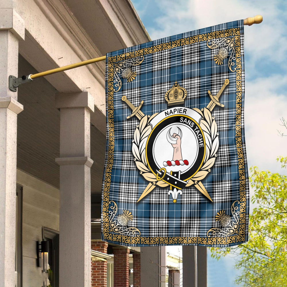 Clan Napier Modern Tartan Crest Garden Flag  - Celtic Thistle  NB95 Clan Napier Tartan Today   