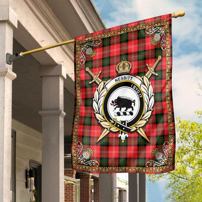 Clan Nesbitt Modern Tartan Crest Garden Flag - Celtic Thistle