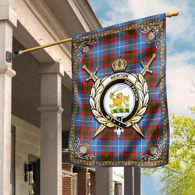 Clan Newton Tartan Crest Garden Flag - Celtic Thistle