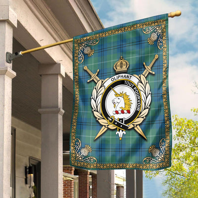 Clan Oliphant Ancient Tartan Crest Garden Flag - Celtic Thistle KU89