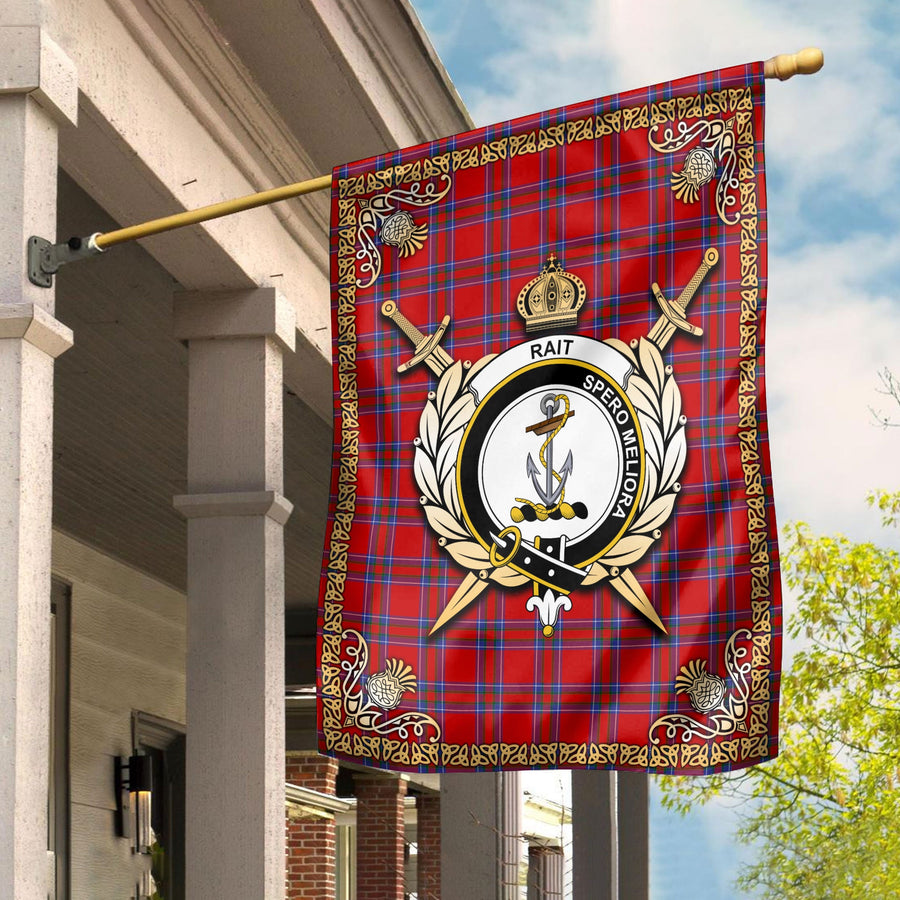 Clan Rait Tartan Crest Garden Flag
