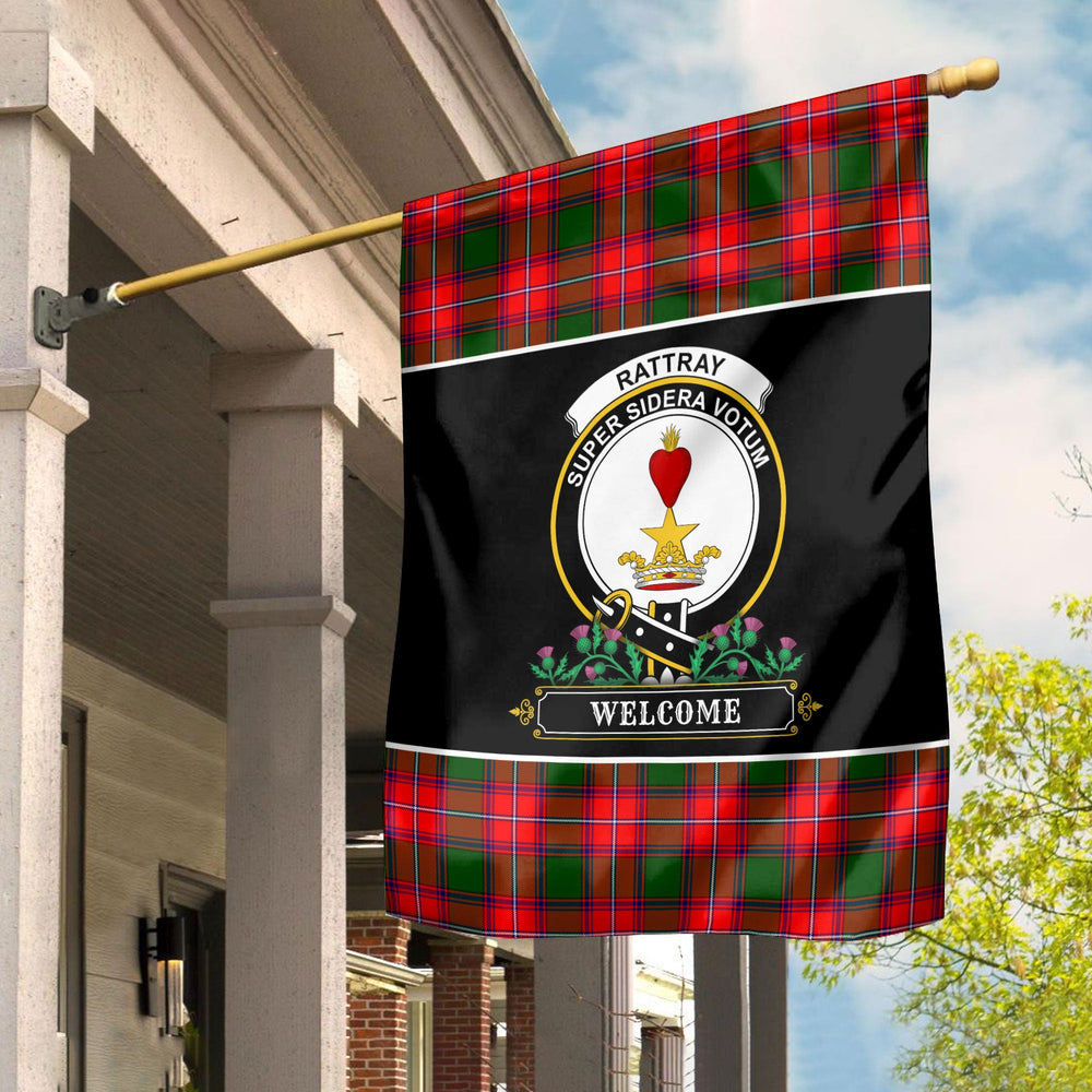 Clan Rattray Modern Tartan Crest Garden Flag  - Welcome  JR53 Clan Rattray Tartan Today   