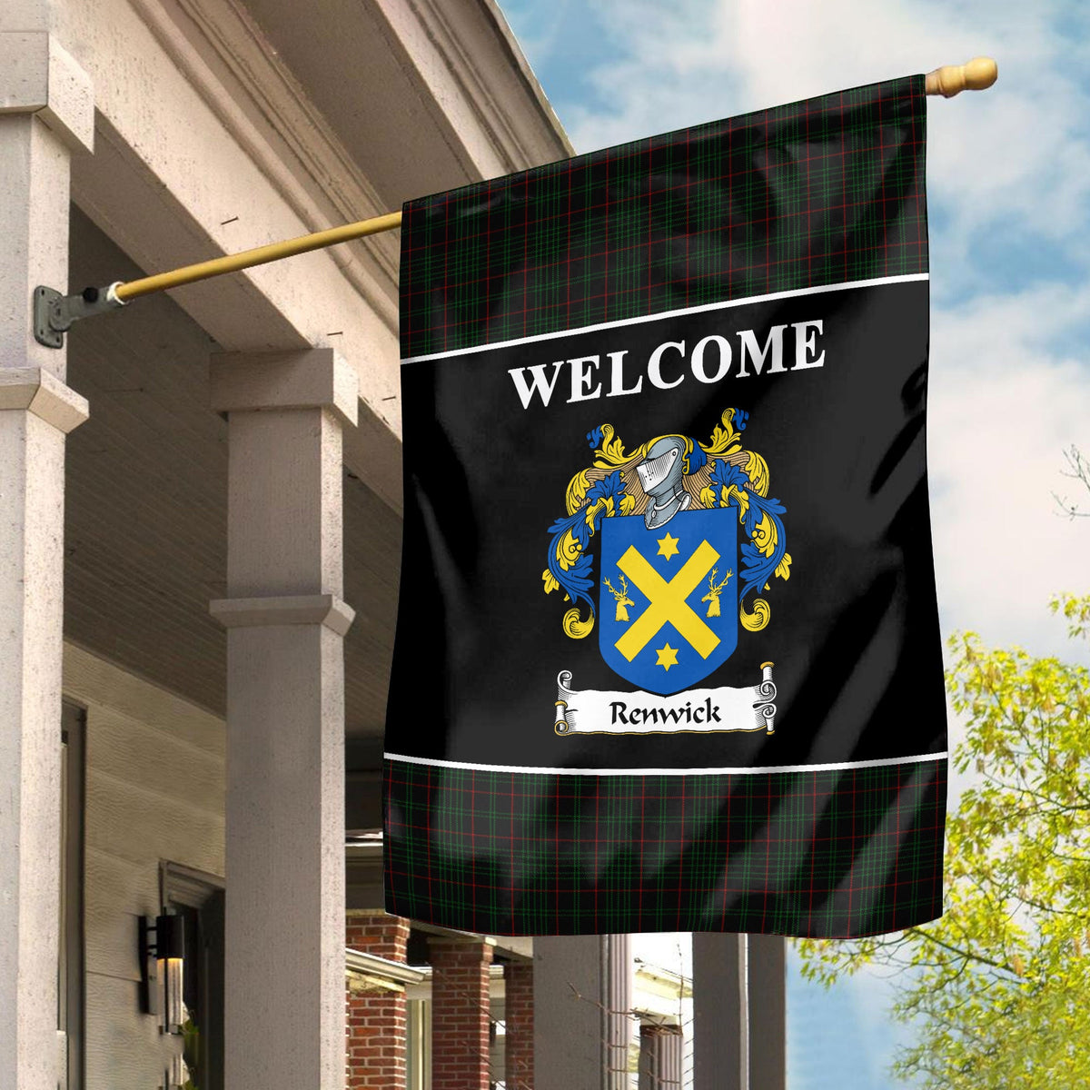 Clan Renwick Tartan Crest Black Garden Flag JO44 Clan Garden Tartan Today   