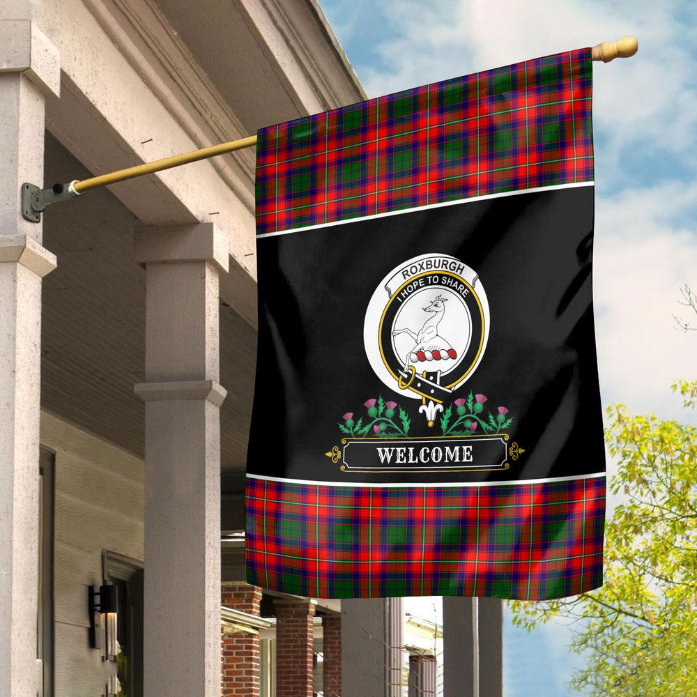 Clan Roxburgh District Tartan Crest Garden Flag  - Welcome  RP28 Clan Garden Tartan Today   