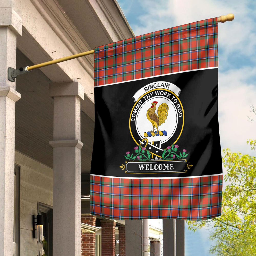 Clan Sinclair Ancient Tartan Crest Garden Flag  - Welcome  AU56 Clan Sinclair Tartan Today   