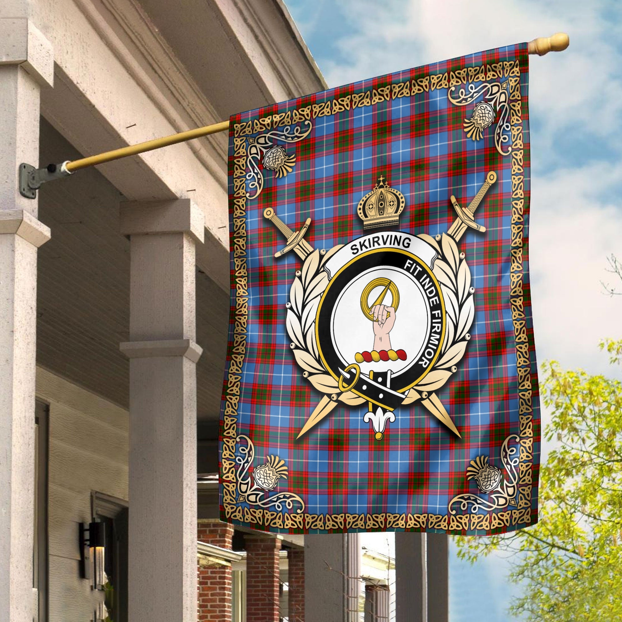 Clan Skirving Tartan Crest Garden Flag  - Celtic Thistle  LB23 Clan Skirving Tartan Today   