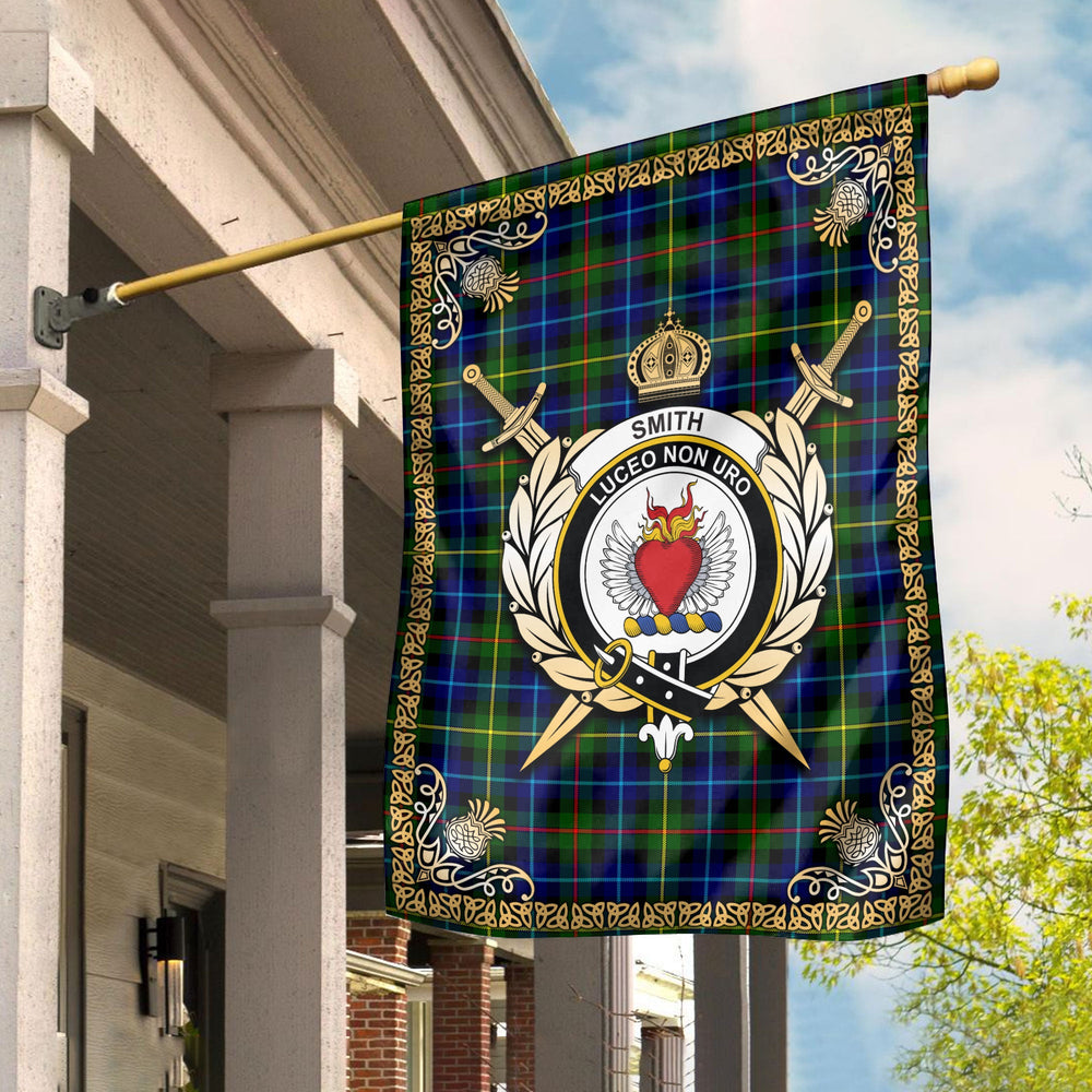 Clan Smith Modern Tartan Crest Garden Flag  - Celtic Thistle  HY77 Clan Smith Tartan Today   