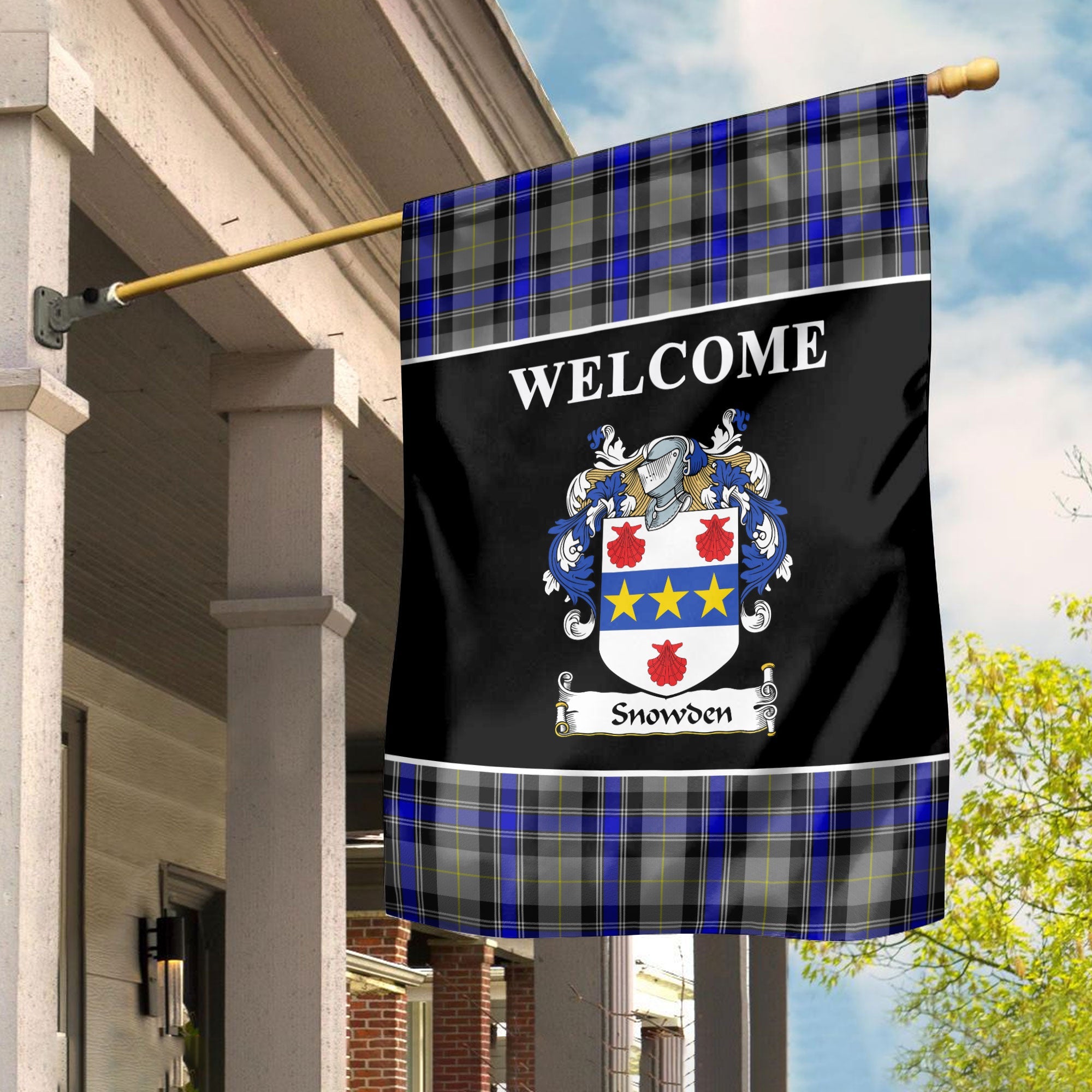 Clan Snowden Tartan Crest Black Garden Flag YU27 Clan Garden Tartan Today   