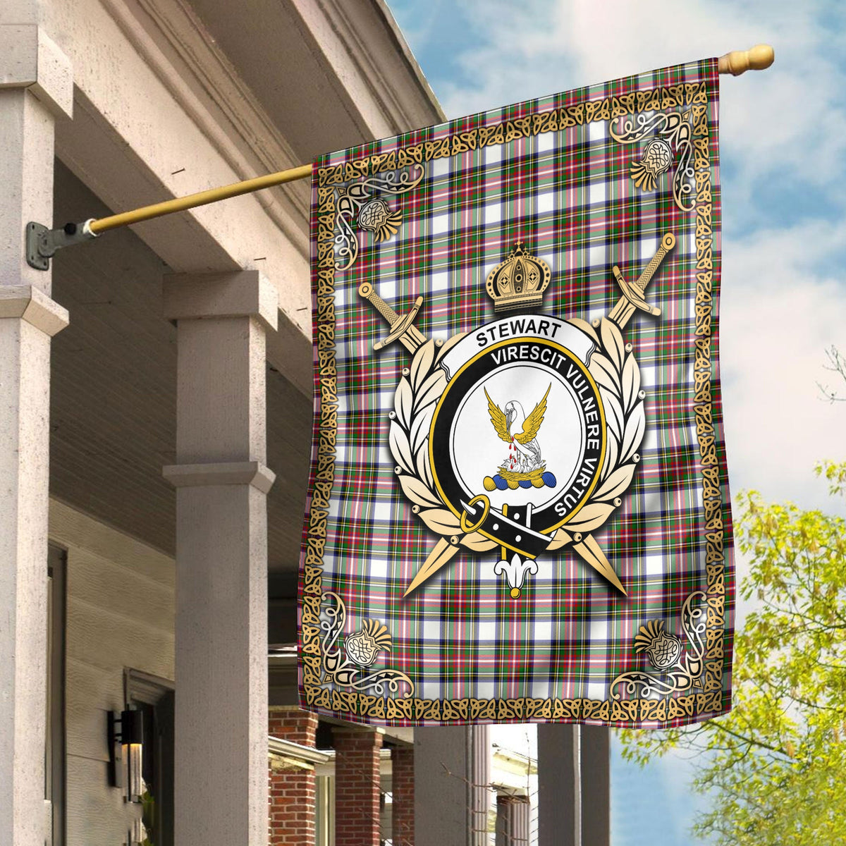 Clan Stewart Dress Modern Tartan Crest Garden Flag  - Celtic Thistle  WQ22 Clan Stewart Tartan Today   