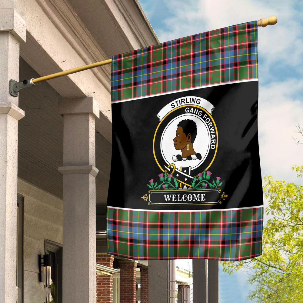 Clan Stirling (of Keir) Tartan Crest Garden Flag  - Welcome  YB98 Clan Stirling Tartan Today   