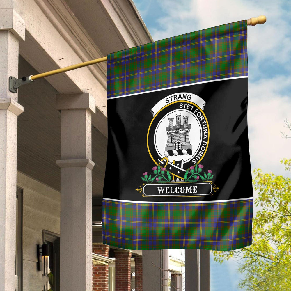 Clan Strang (or Strange) Tartan Crest Garden Flag  - Welcome  PC84 Clan Strange Tartan Today   