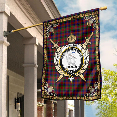 Clan Tennant Tartan Crest Garden Flag - Celtic Thistle