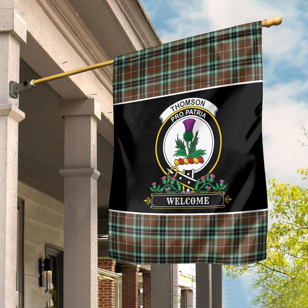 Clan Thomson Hunting Modern Tartan Crest Garden Flag  - Welcome  NR83 Clan Thomson Tartan Today   