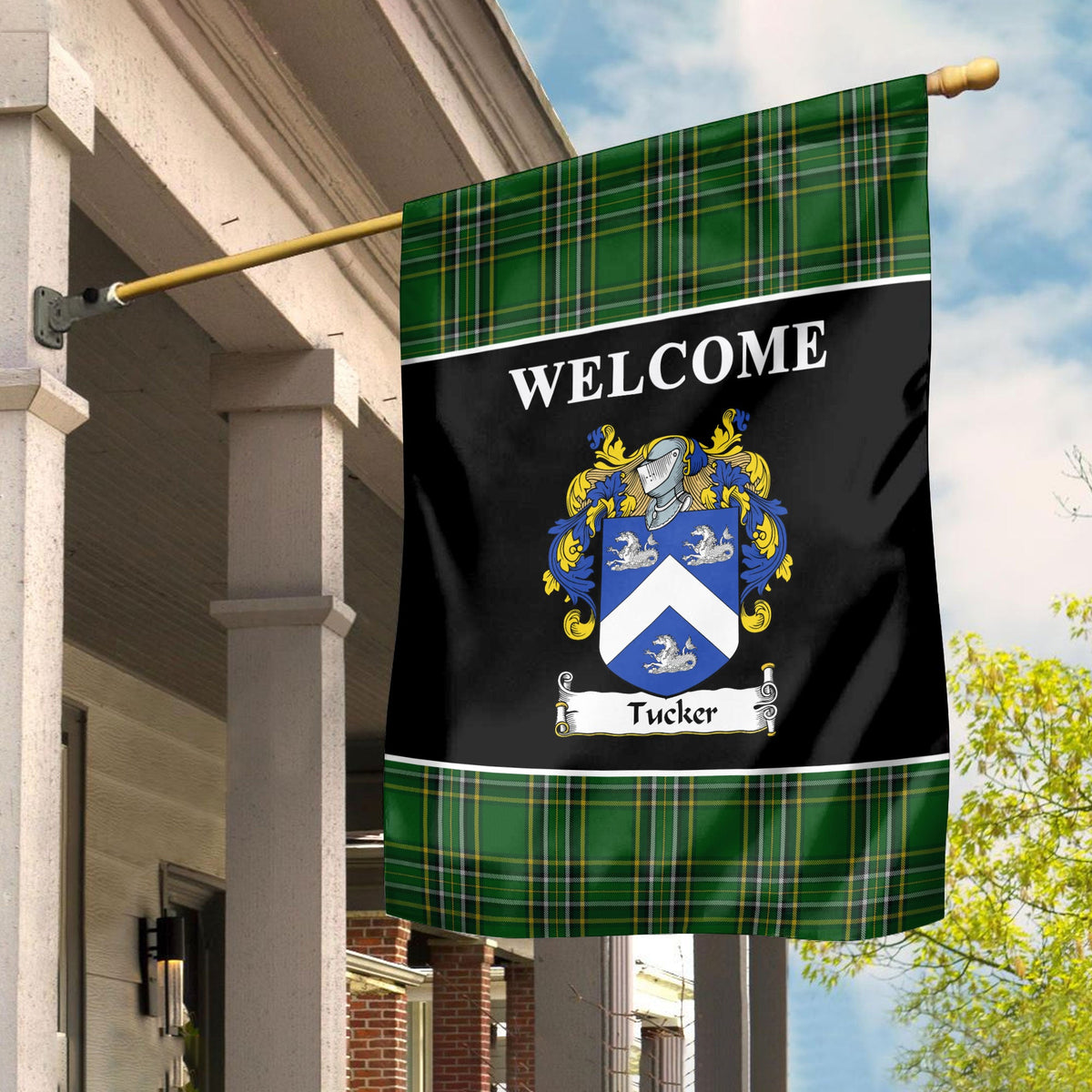 Clan Tucker Tartan Crest Black Garden Flag IS44 Clan Garden Tartan Today   