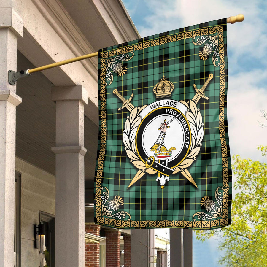 Clan Wallace Hunting Ancient Tartan Crest Garden Flag