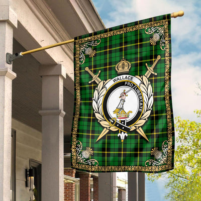 Clan Wallace Hunting Modern Tartan Crest Garden Flag - Celtic Thistle