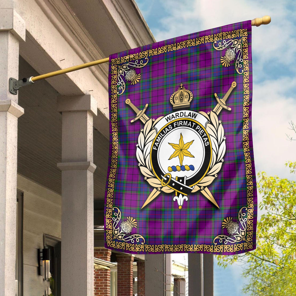 Clan Wardlaw Modern Tartan Crest Garden Flag  - Celtic Thistle  VO51 Clan Wardlaw Tartan Today   