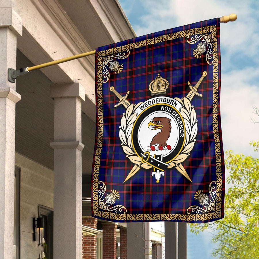 Clan Wedderburn Tartan Crest Garden Flag  - Celtic Thistle  ED79 Clan Wedderburn Tartan Today   