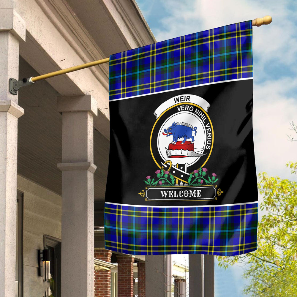 Clan Weir Modern Tartan Crest Garden Flag  - Welcome  UD92 Clan Weir Tartan Today   