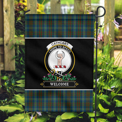 Clan Cathcart Tartan Crest Garden Flag - Welcome