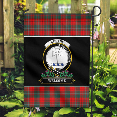 Clan Cheyne Tartan Crest Garden Flag - Welcome