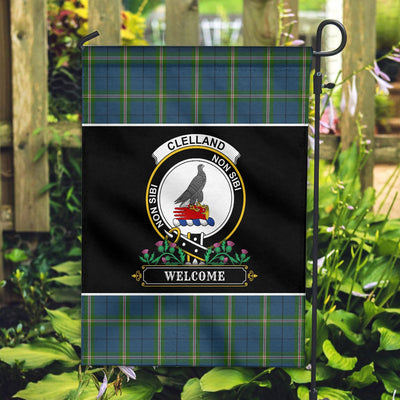 Clan Clelland Tartan Crest Garden Flag - Welcome