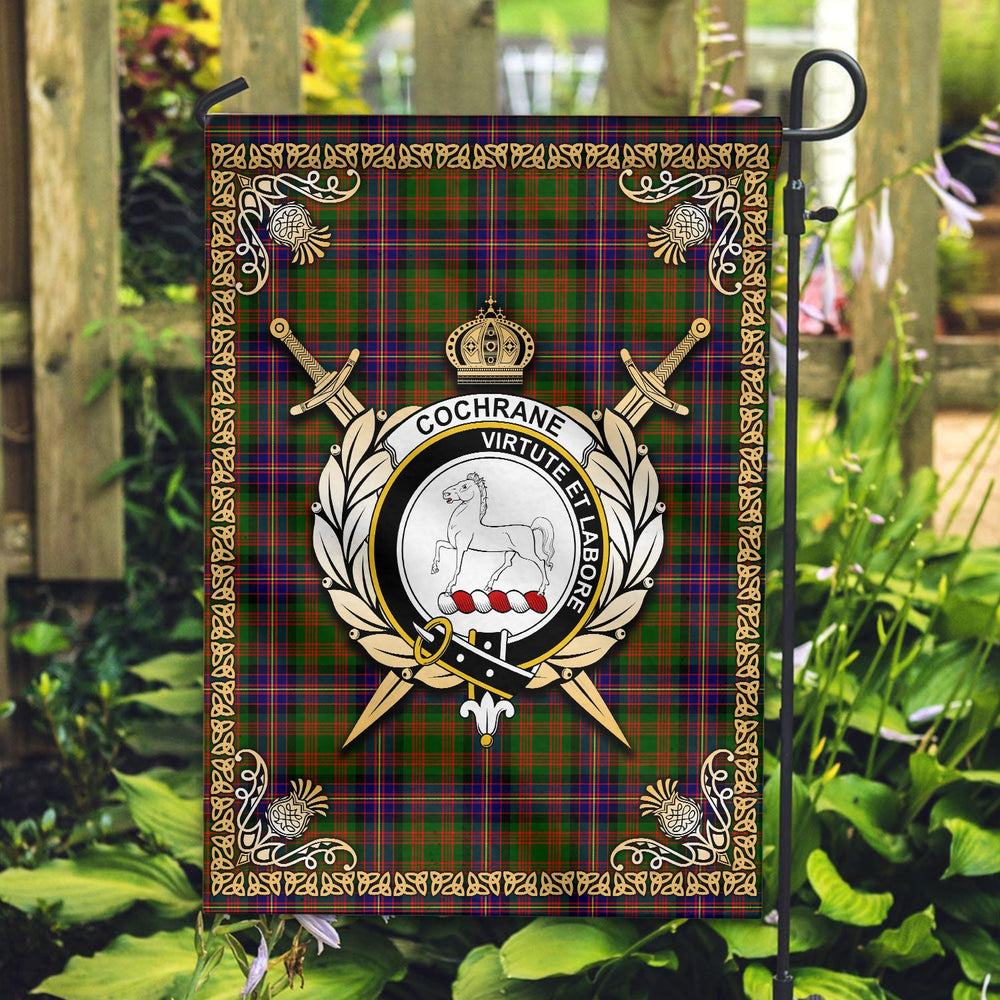 Clan Cochrane Modern Tartan Crest Garden Flag  - Celtic Thistle  RK92 Clan Cochrane Tartan Today   