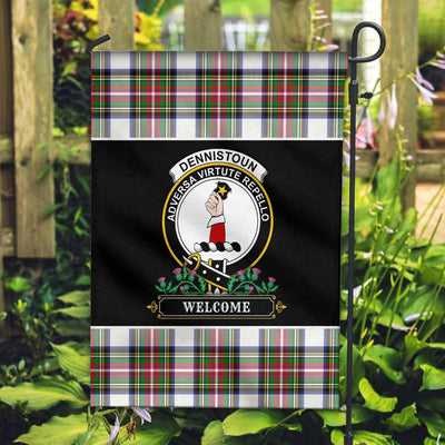 Clan Dennistoun Tartan Crest Garden Flag - Welcome