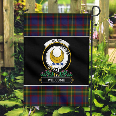 Clan Durie Tartan Crest Garden Flag - Welcome