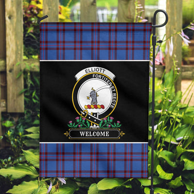 Clan Elliott Modern Tartan Crest Garden Flag - Welcome