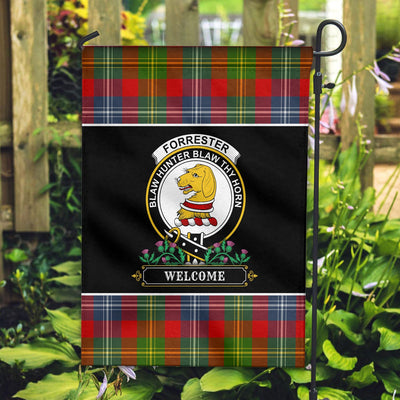 Clan Forrester Tartan Crest Garden Flag - Welcome LH60