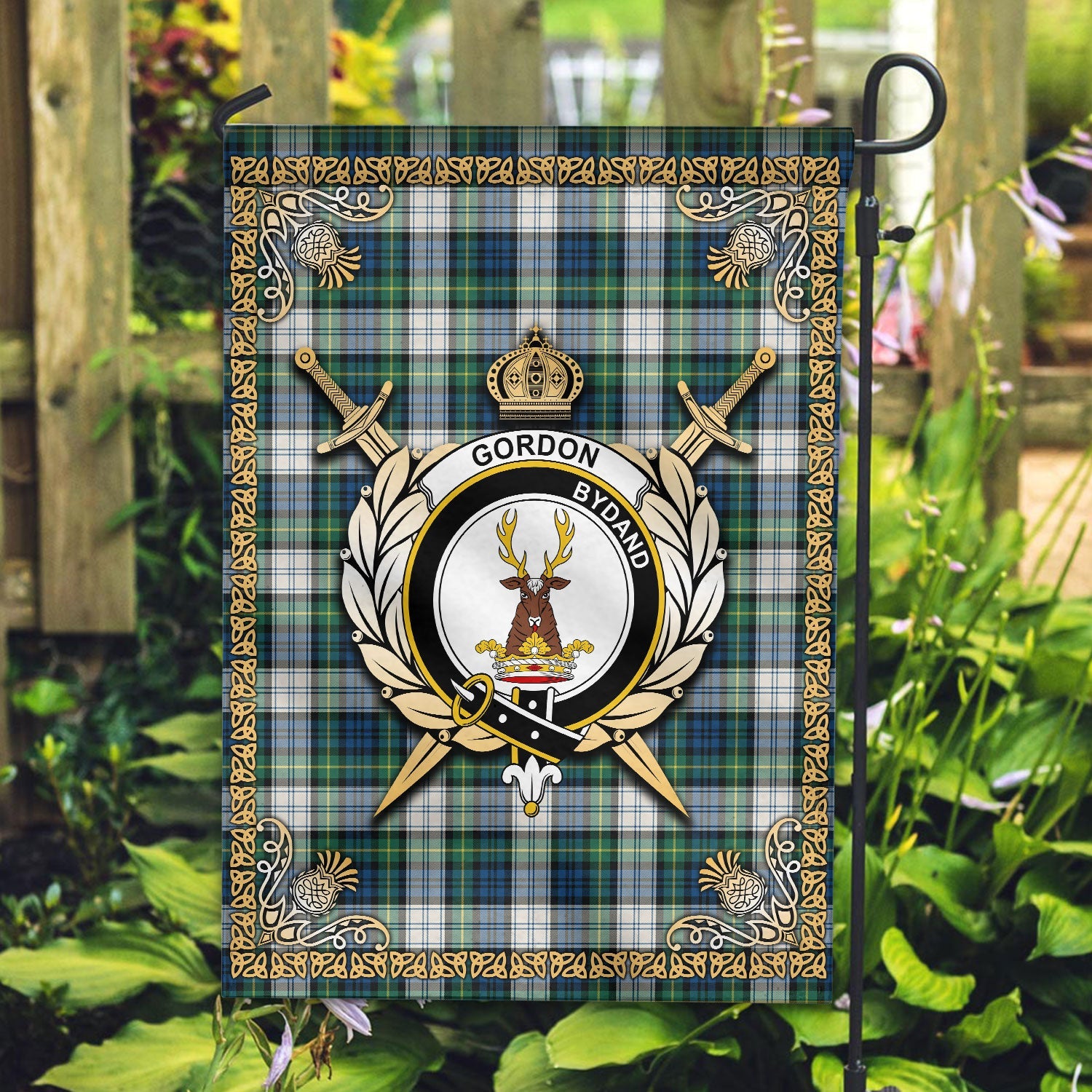 Clan Gordon Dress Ancient Tartan Crest Garden Flag  - Celtic Thistle  VR13 Clan Gordon Tartan Today   