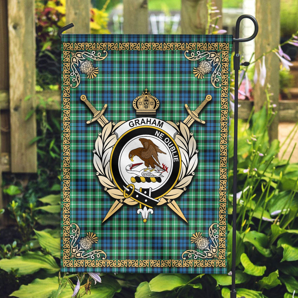 Clan Graham of Montrose Ancient Tartan Crest Garden Flag  - Celtic Thistle  HA52 Clan Rose Tartan Today   