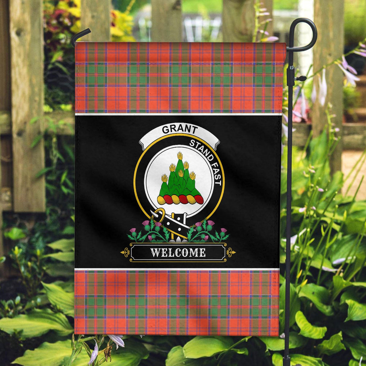 Clan Grant Ancient Tartan Crest Garden Flag  - Welcome  EX80 Clan Grant Tartan Today   