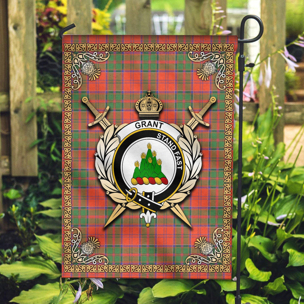 Clan Grant Ancient Tartan Crest Garden Flag  - Celtic Thistle  RO67 Clan Grant Tartan Today   