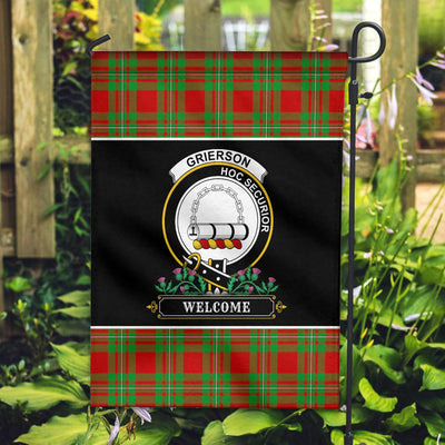 Clan Grierson Tartan Crest Garden Flag - Welcome
