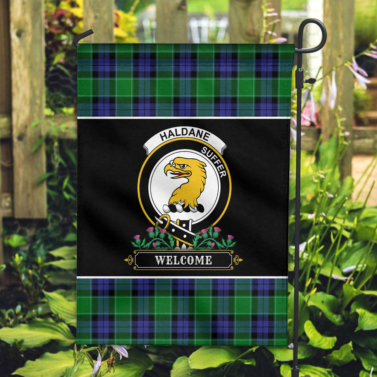 Clan Haldane Tartan Crest Garden Flag  - Welcome  UI15 Clan Haldane Tartan Today   