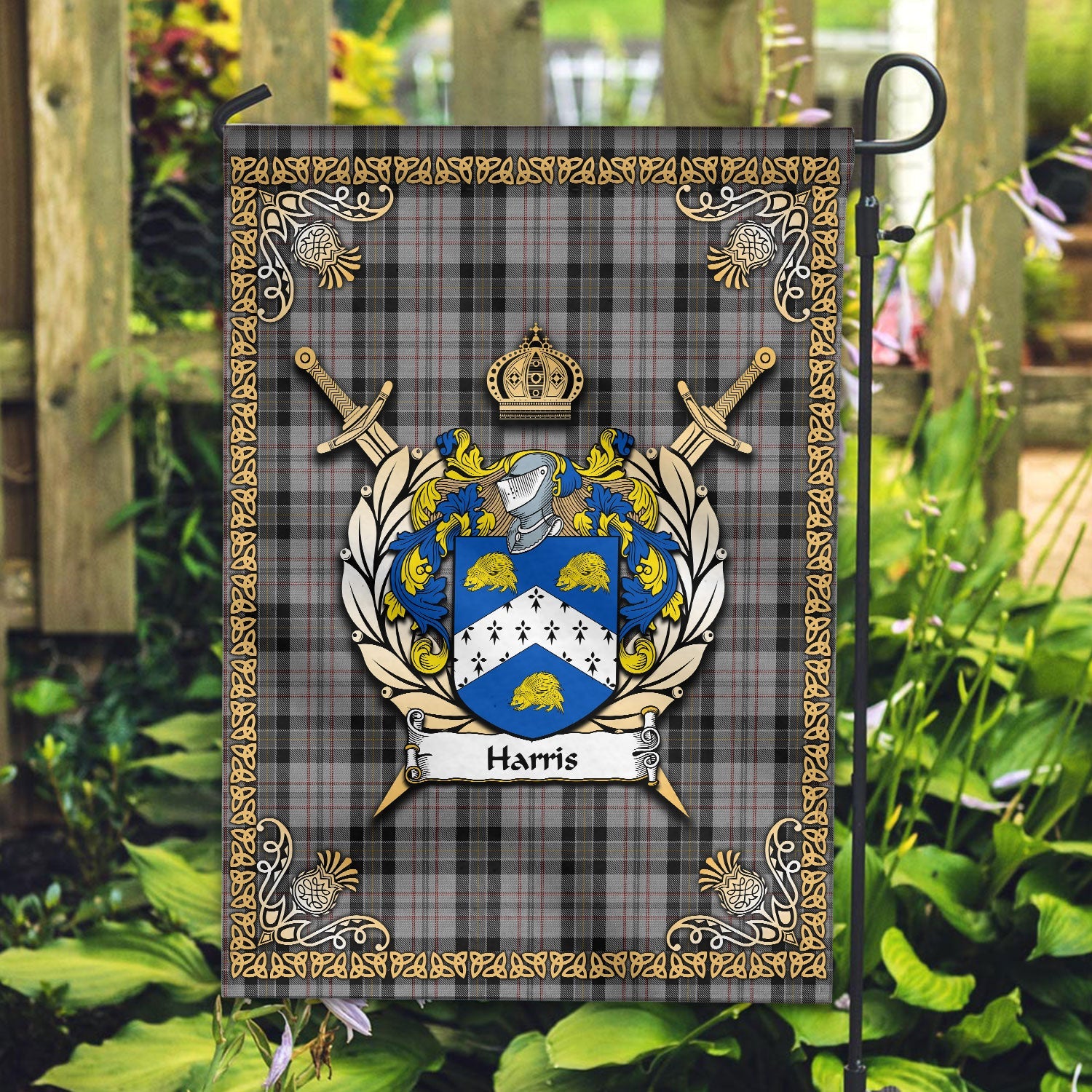 Clan Harris Tartan Crest Garden Flag  - Celtic Thistle  DY21 Clan Garden Tartan Today   