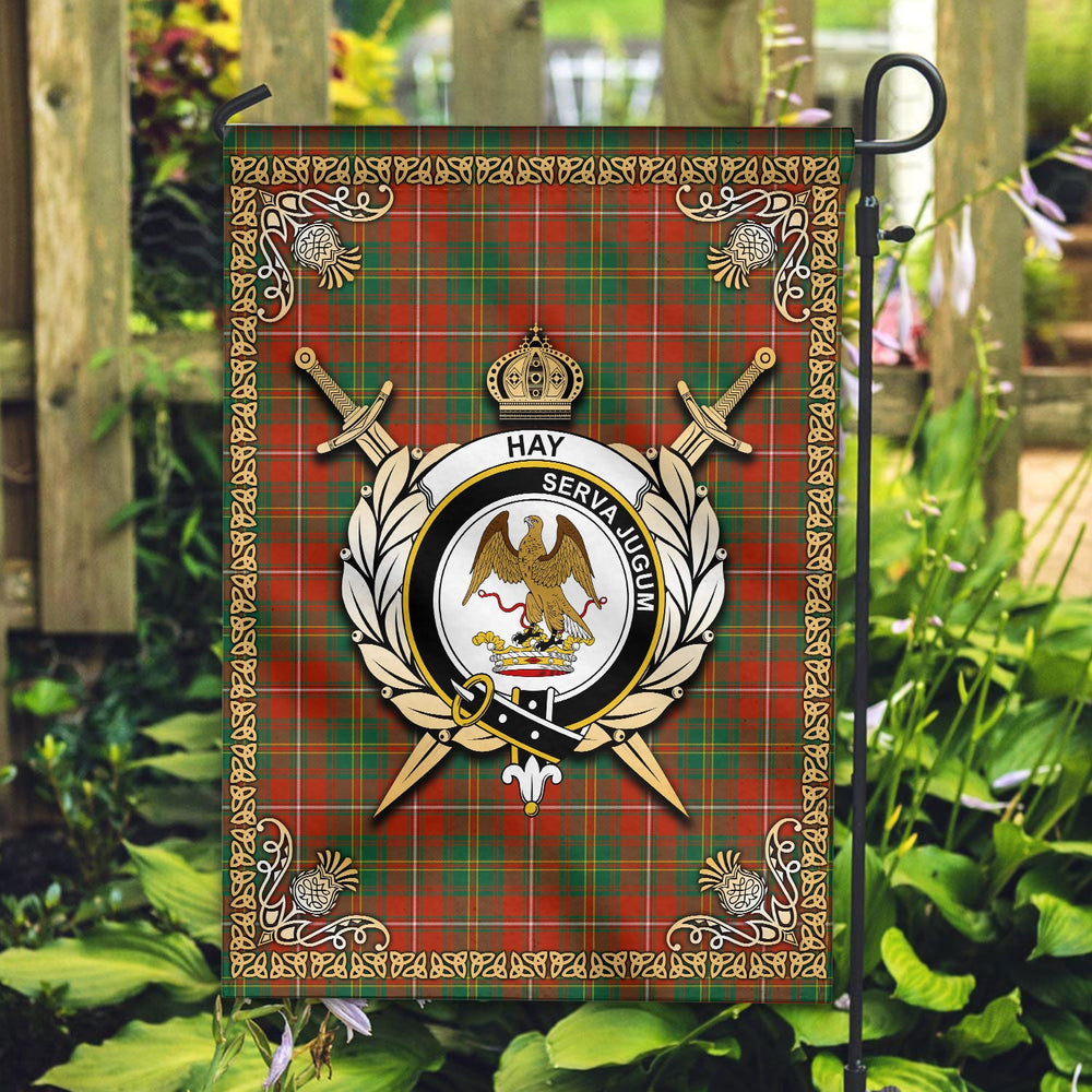 Clan Hay Ancient Tartan Crest Garden Flag  - Celtic Thistle  XQ45 Clan Hay Tartan Today   