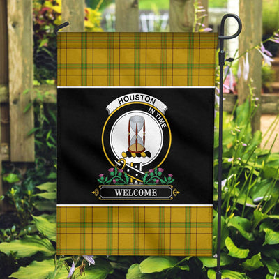 Clan Houston Tartan Crest Garden Flag - Welcome